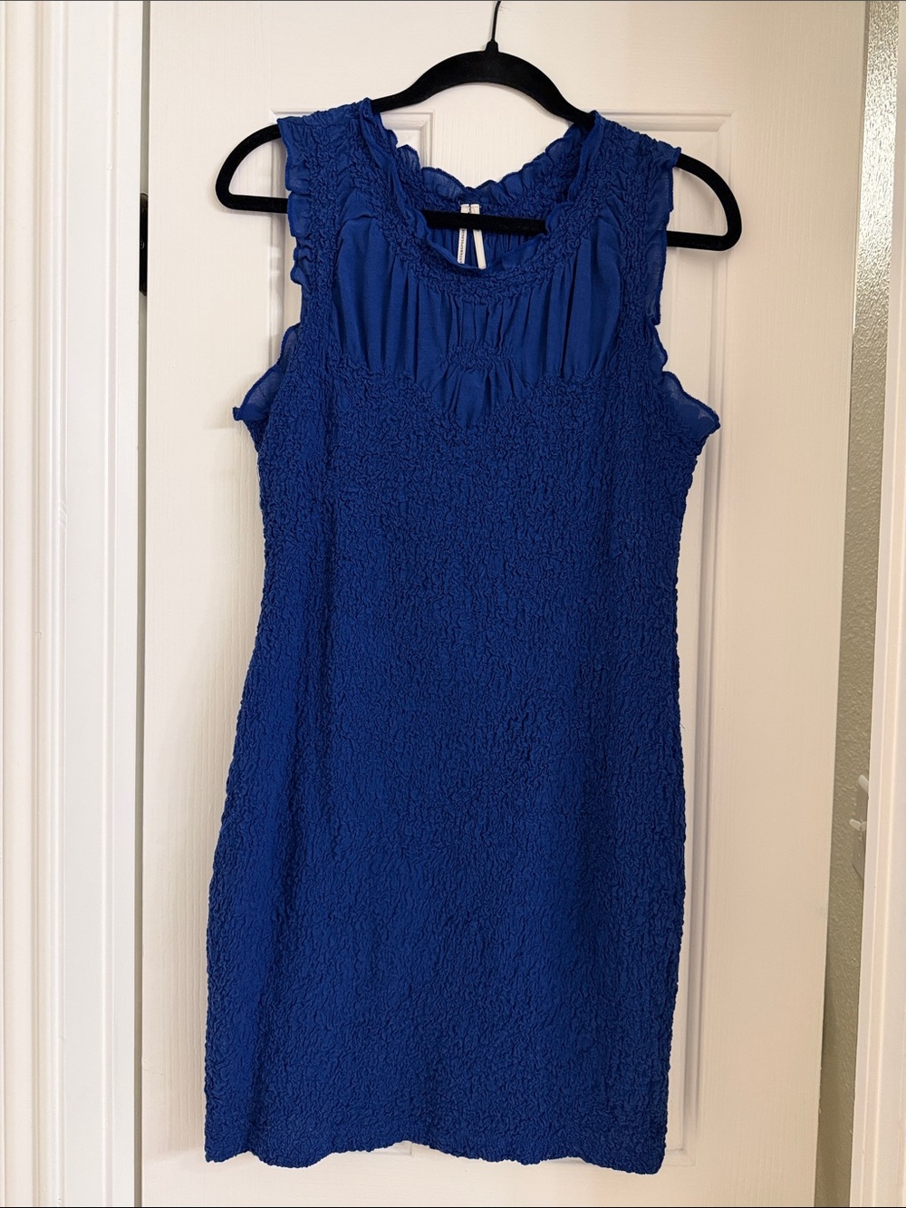 Anthropologie Cobalt Blue Textured Sleeveless Mini Dress
